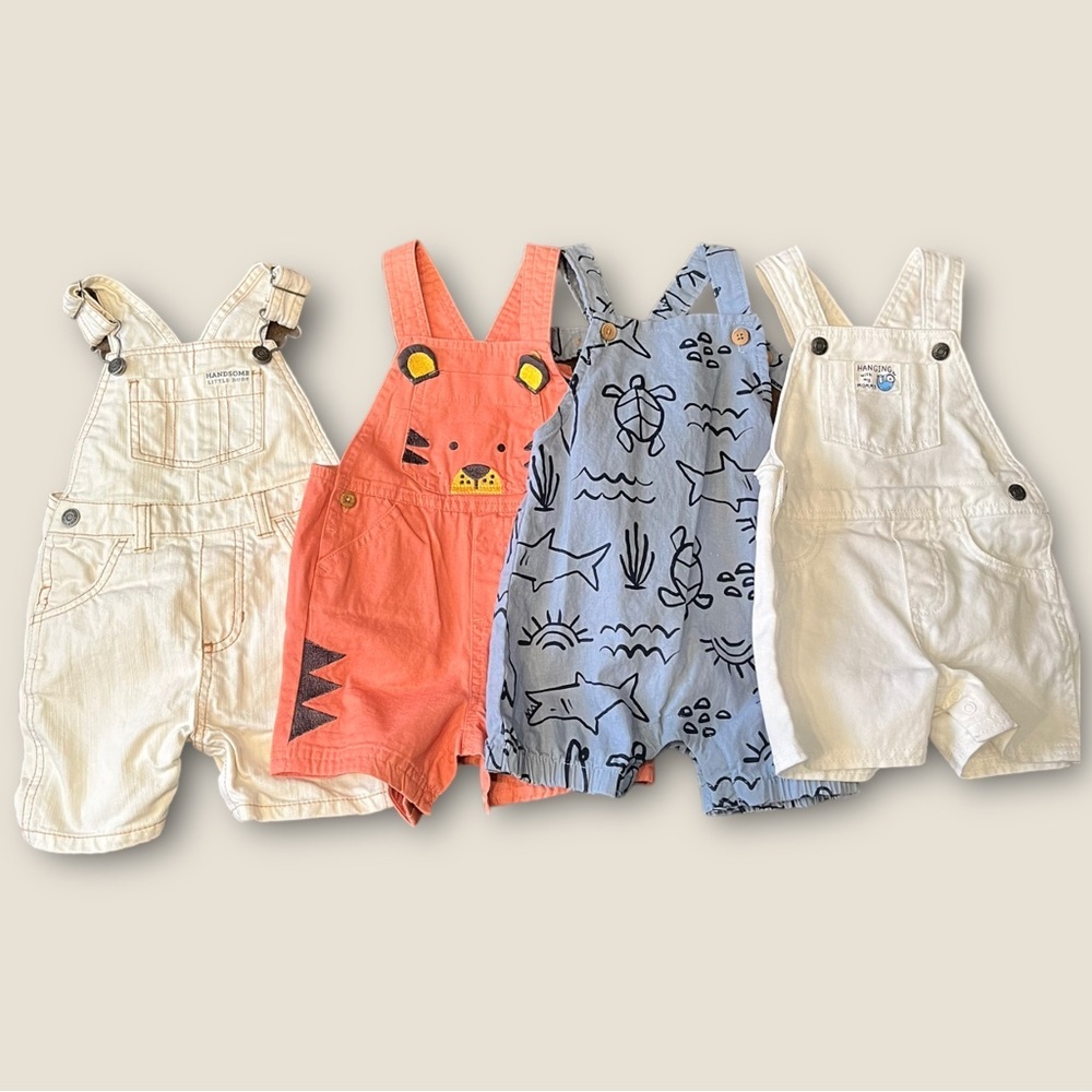 LOT of toddler boy overalls (shorts) 12 months